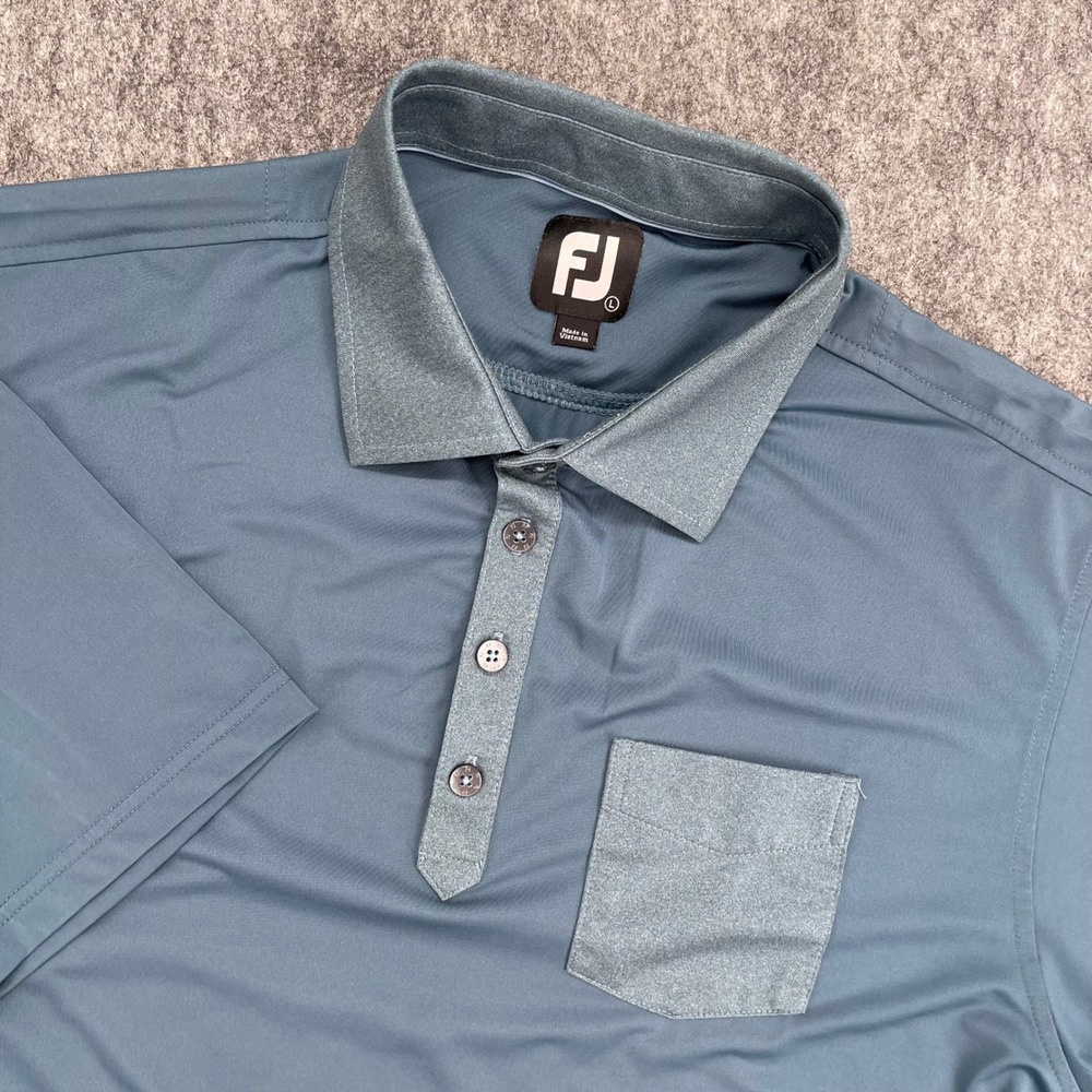 FootJoy Polo Shirt Mens Large Blue Short Sleeve Pocket Golf FJ